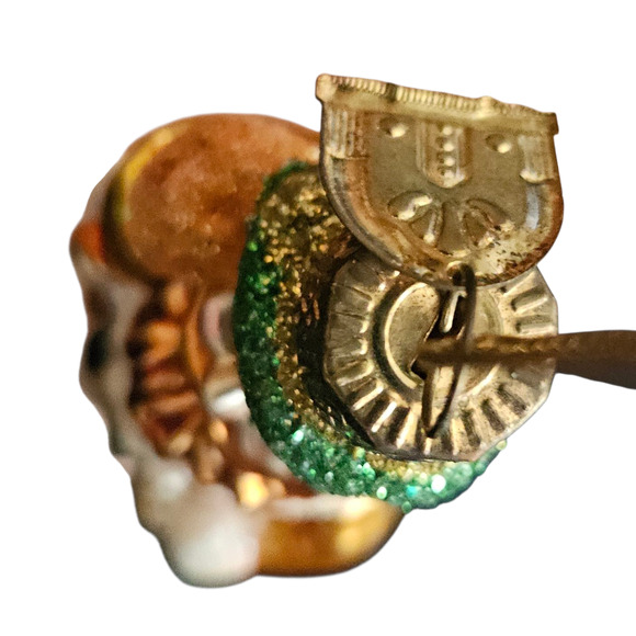 Thomas Pacconi Glass Santa Ornament Gold & Green Coat 3" Vintage Poland - Picture 5 of 6